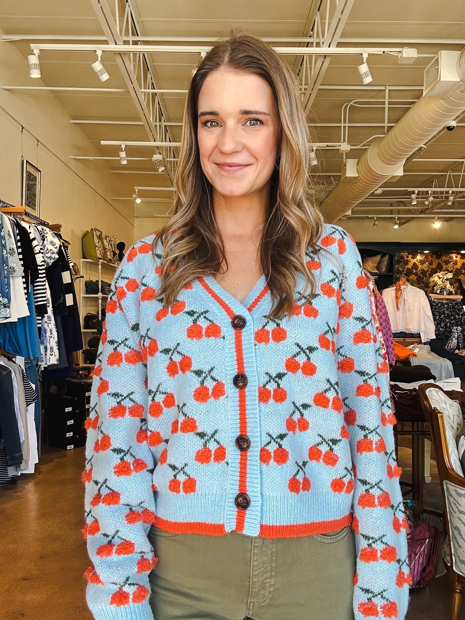 Cherry Knit Wool Cardigan - Elle Maxine