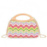 Chevron Wooden Frame Clutch - Elle Maxine