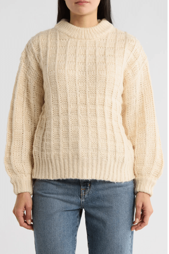 Chjara Textured Sweater - Creme - Elle Maxine