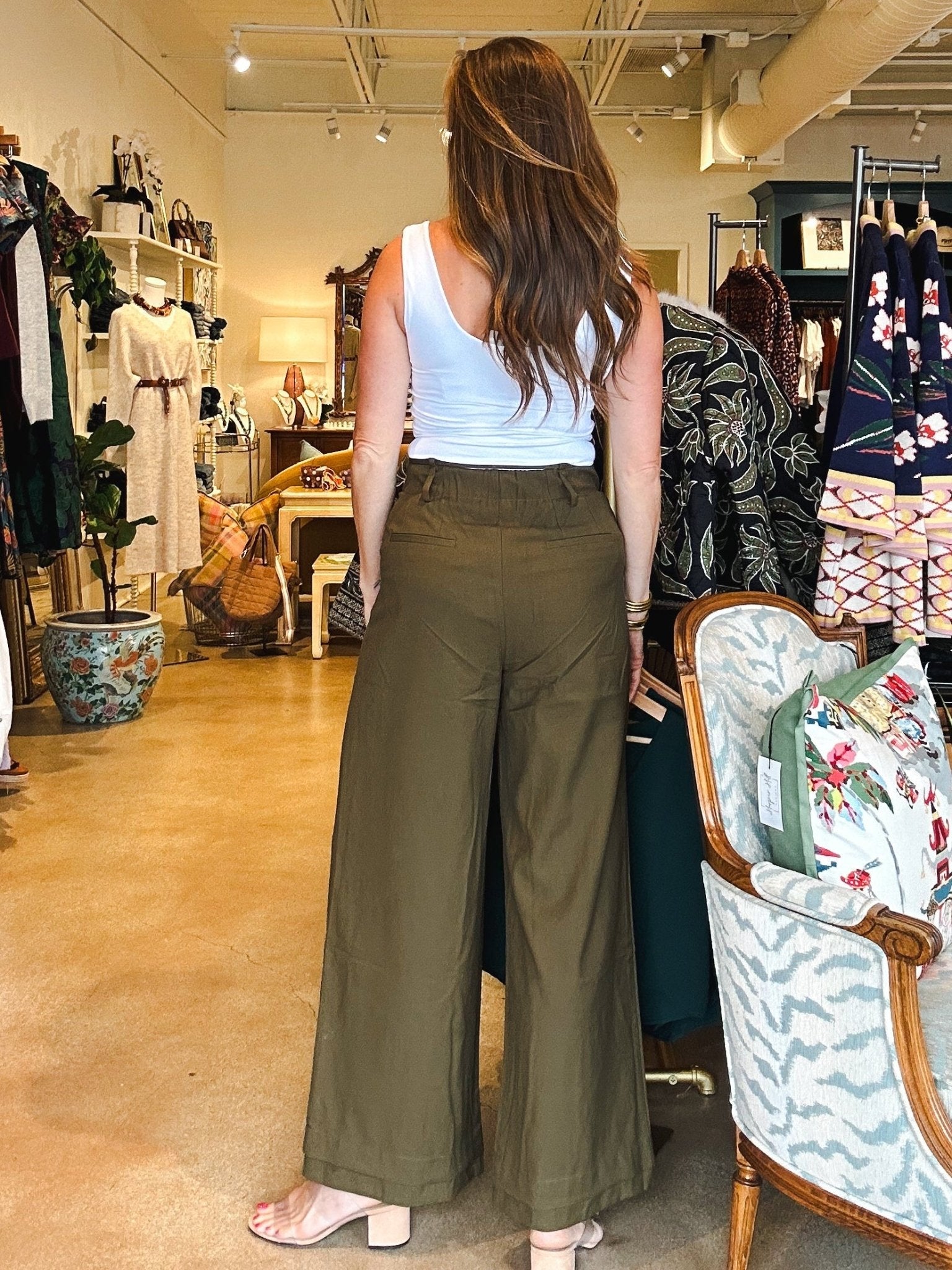 Chloris Belted Trouser - Olive - Elle Maxine