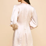 Christy Satin V Neck Dress - Oyster - Elle Maxine