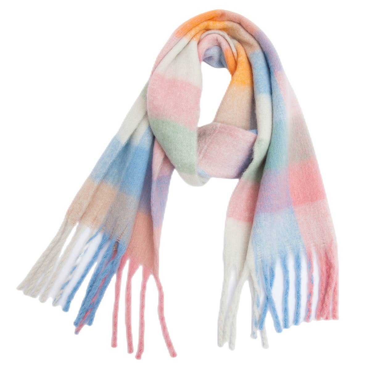 Chunky Plaid Scarf - Pastel - Elle Maxine