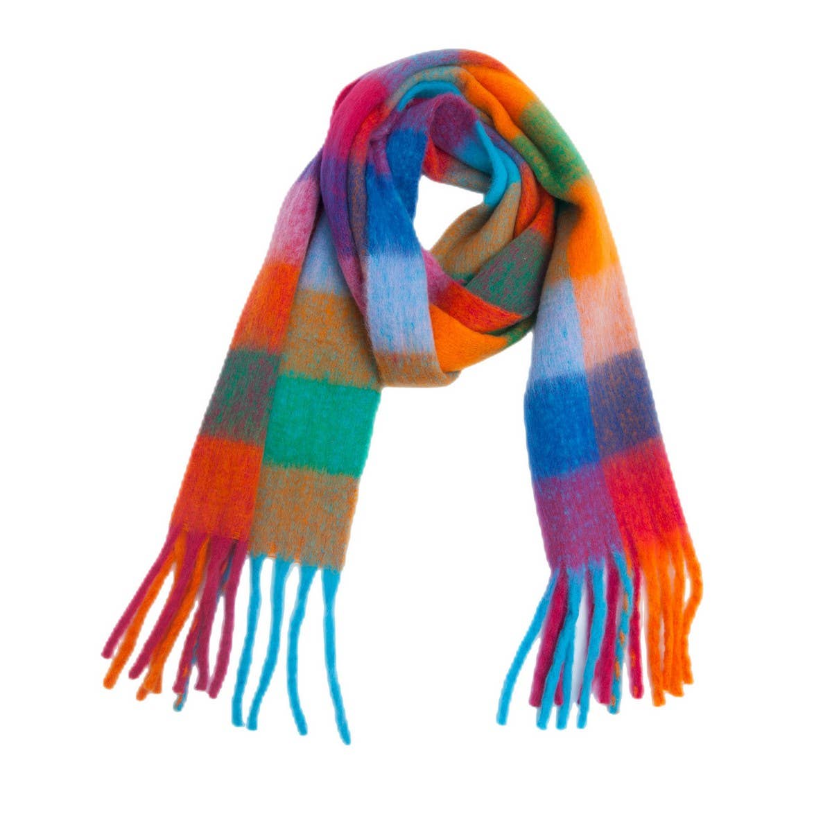 Chunky Plaid Scarf - Rainbow - Elle Maxine