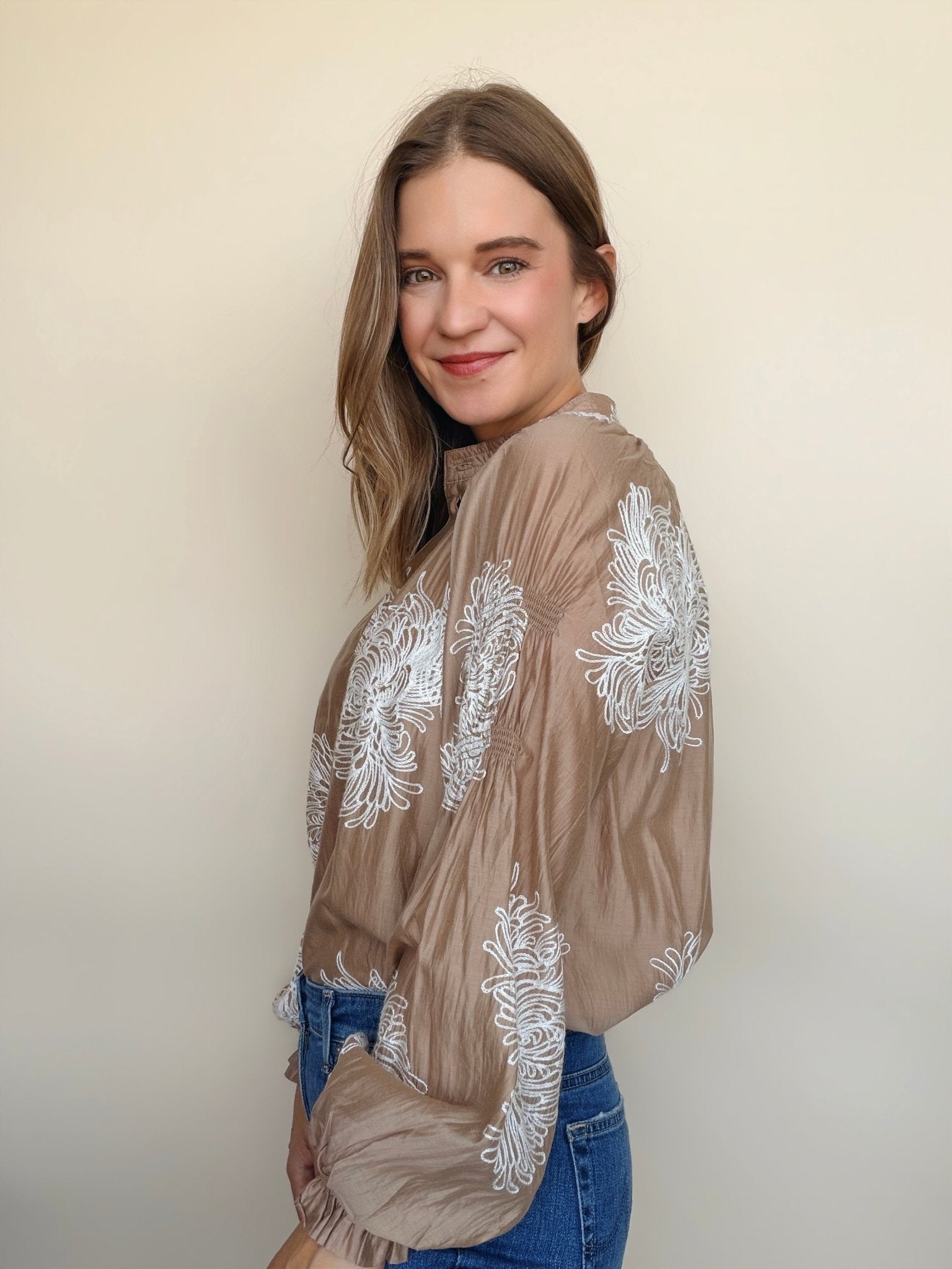 Cinzia Patterned Blouse - Elle Maxine