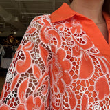 Citrus Lace Collared Shirt Dress - Elle Maxine