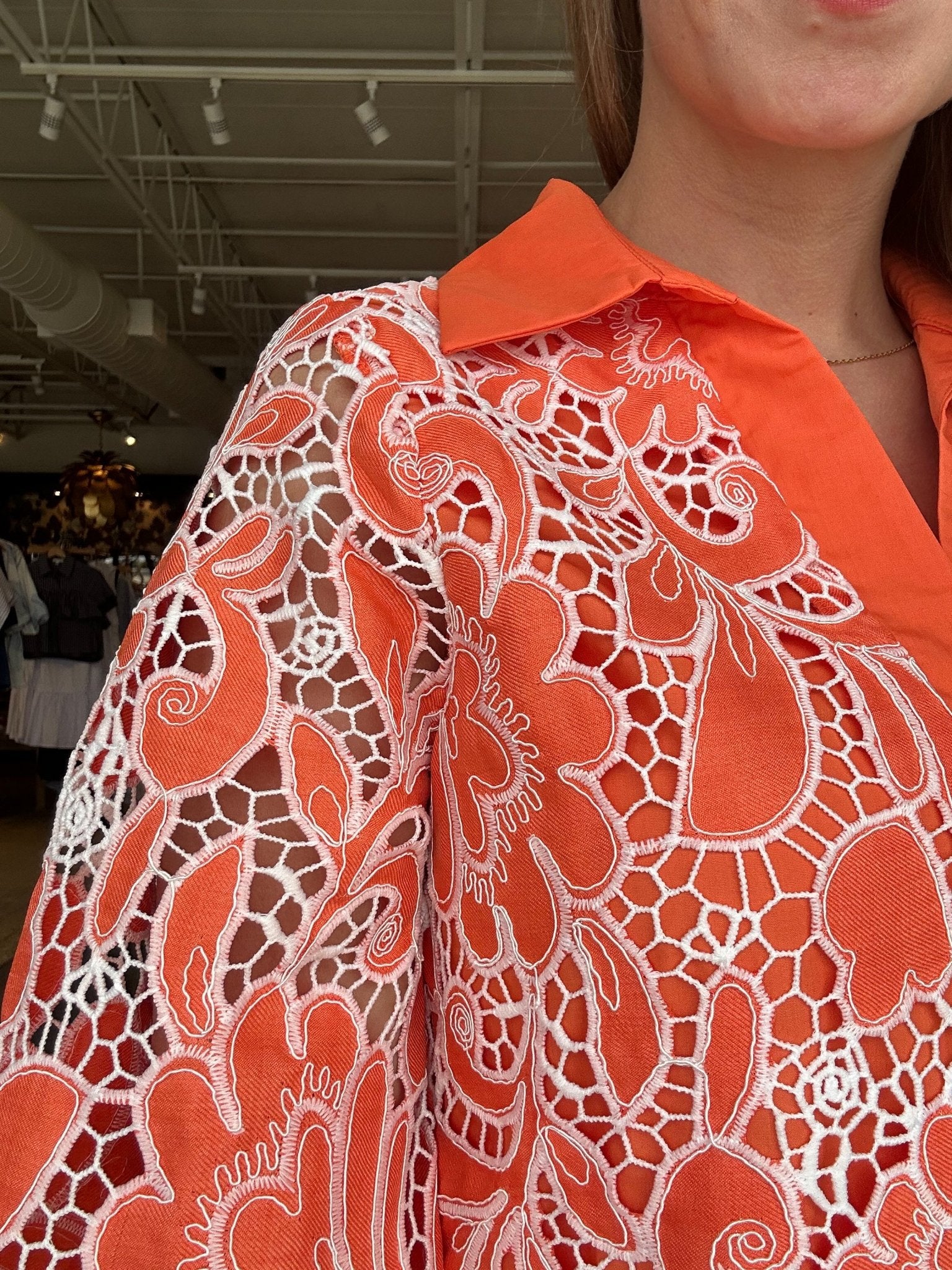 Citrus Lace Collared Shirt Dress - Elle Maxine