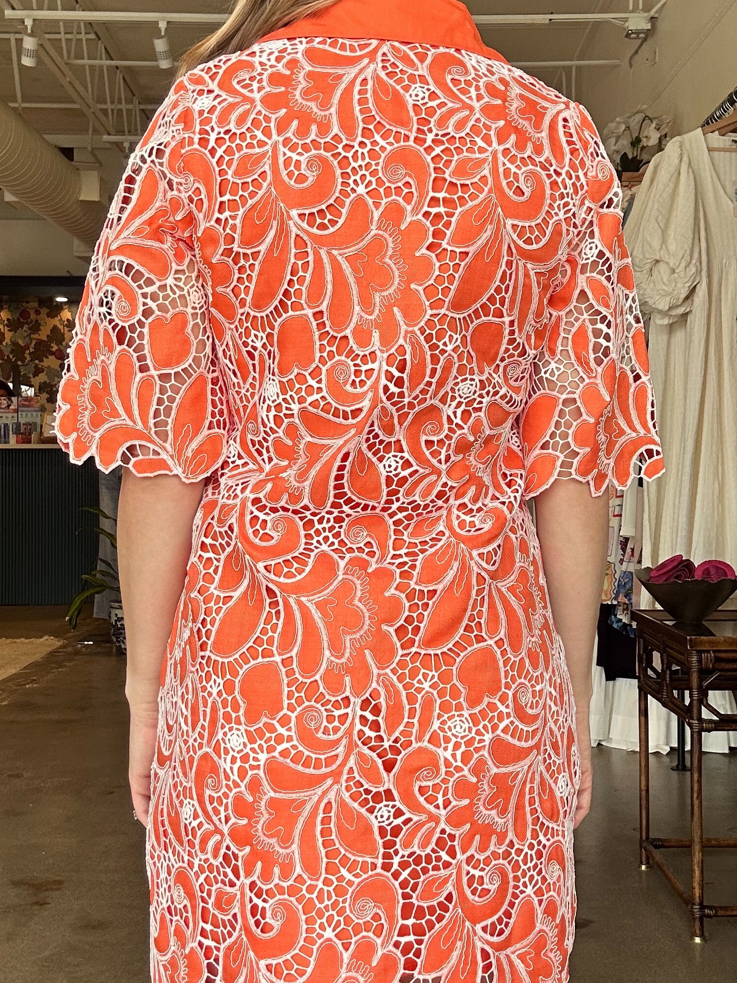 Citrus Lace Collared Shirt Dress - Elle Maxine