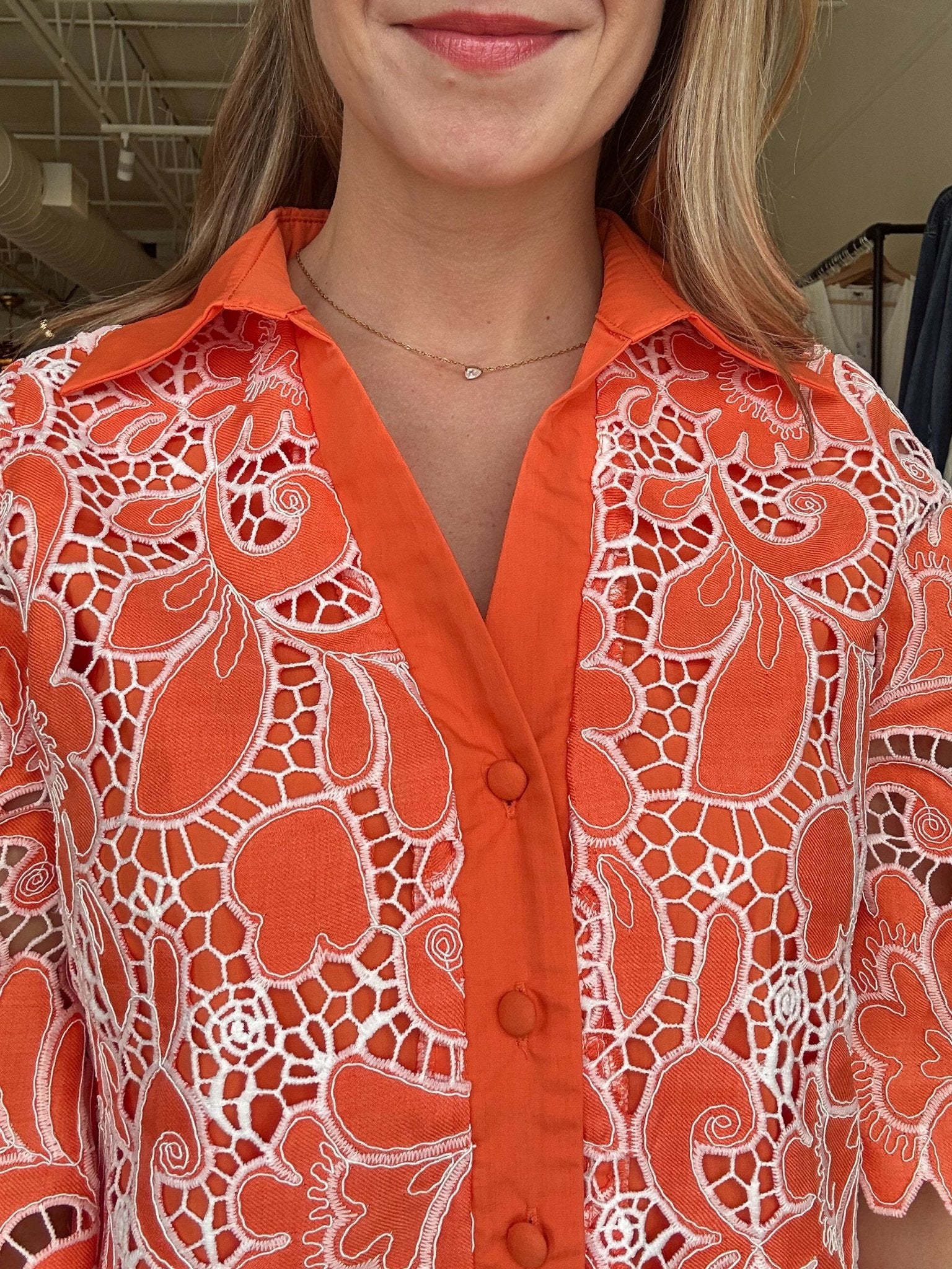 Citrus Lace Collared Shirt Dress - Elle Maxine