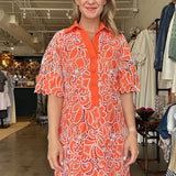 Citrus Lace Collared Shirt Dress - Elle Maxine