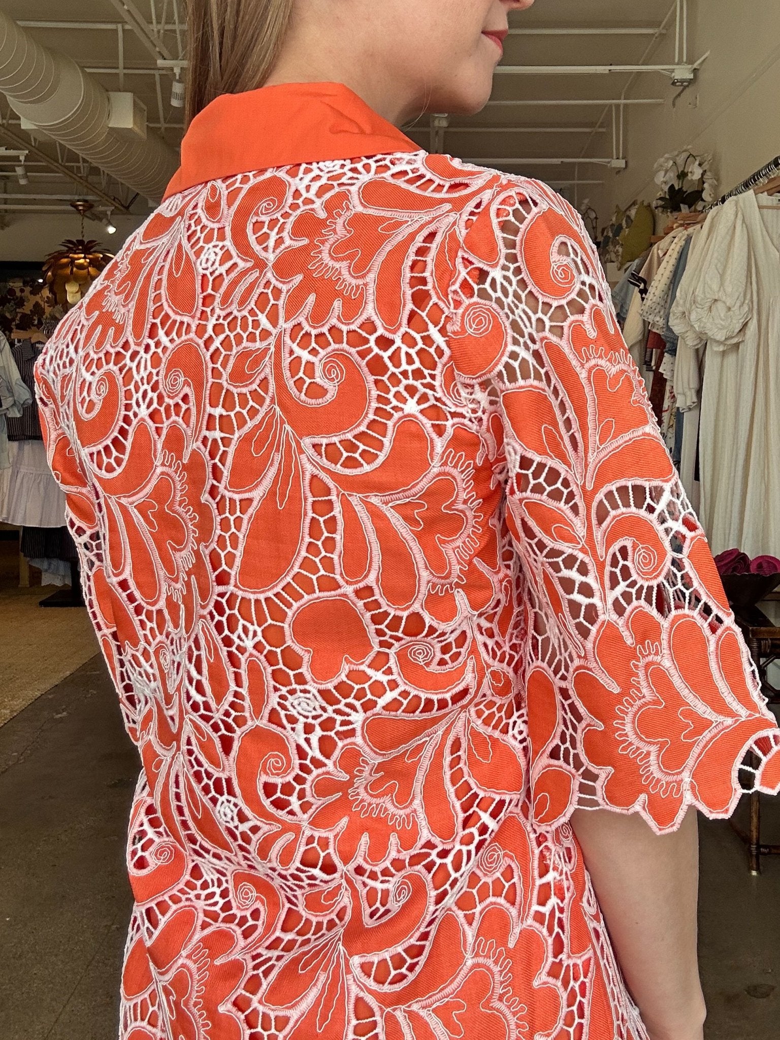 Citrus Lace Collared Shirt Dress - Elle Maxine