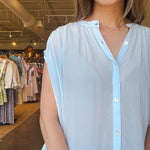 Clelya Sleeveless Pleated Top - Bleu Clair - Elle Maxine