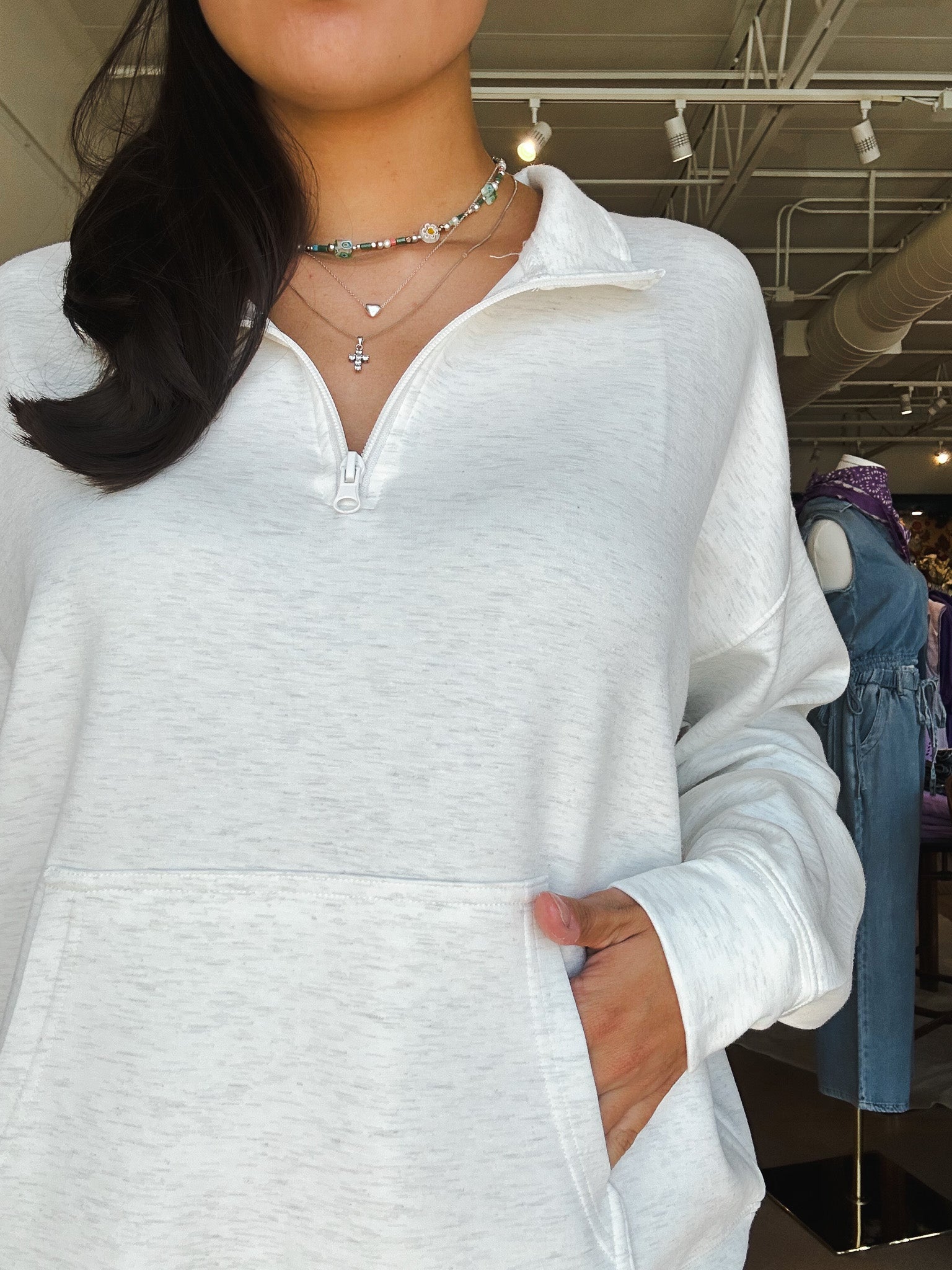 Cloud Fleece Quarter Zip - Icy Heather - Elle Maxine