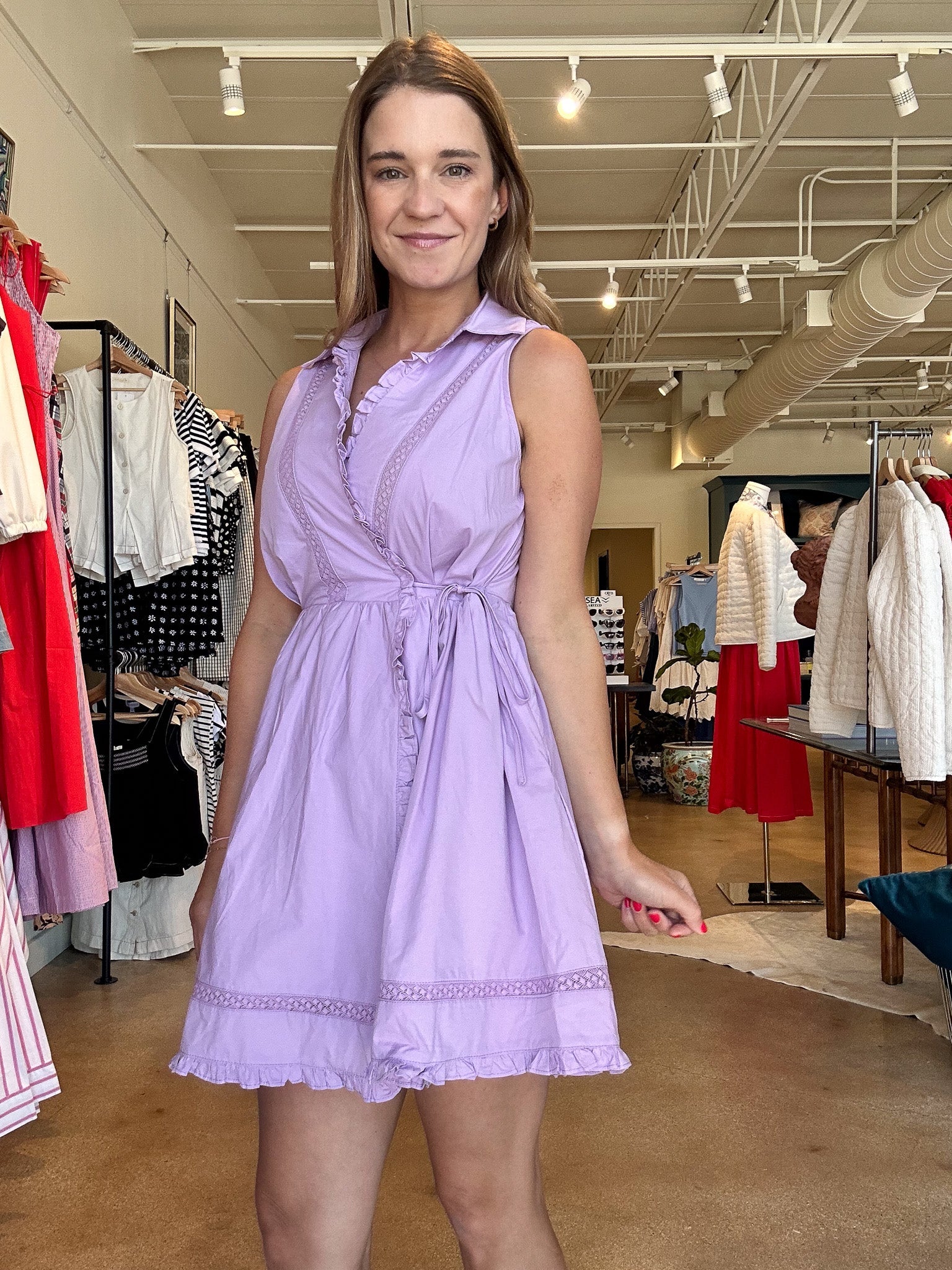 Colby Ruffle Wrap Dress - Lavender - Elle Maxine