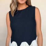 Coleen Contrast Bubble Hem Top - Elle Maxine