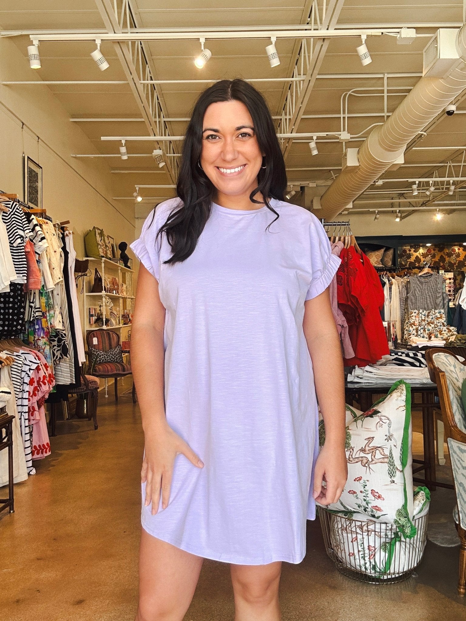 Cora Elastic Shift Dress - Lavender - Elle Maxine