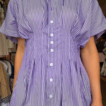 Cora Stripe Pleated Shirt Dress - Elle Maxine