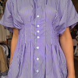 Cora Stripe Pleated Shirt Dress - Elle Maxine