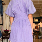 Cora Stripe Pleated Shirt Dress - Elle Maxine