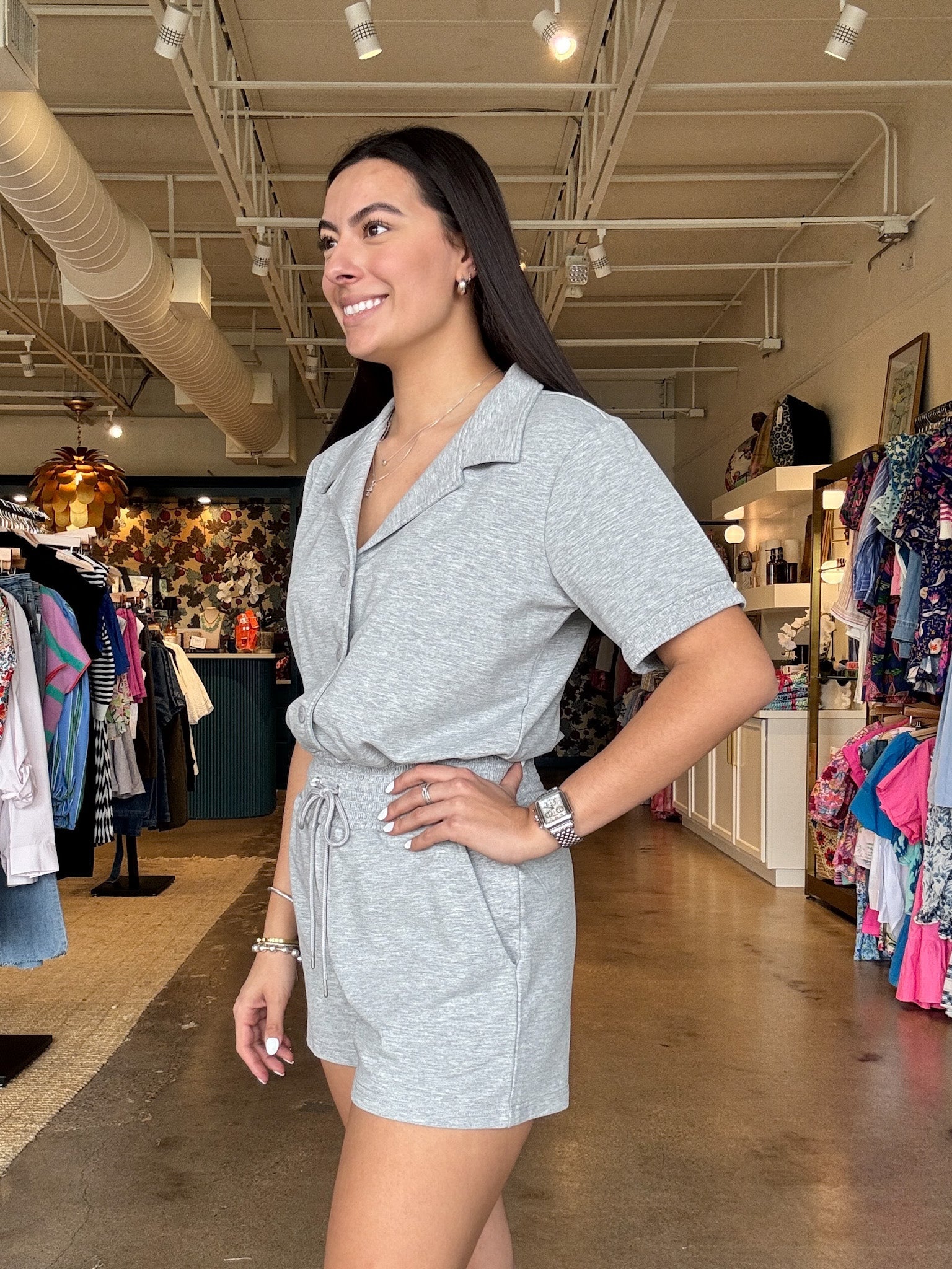 Coras Romper - Grey - Elle Maxine