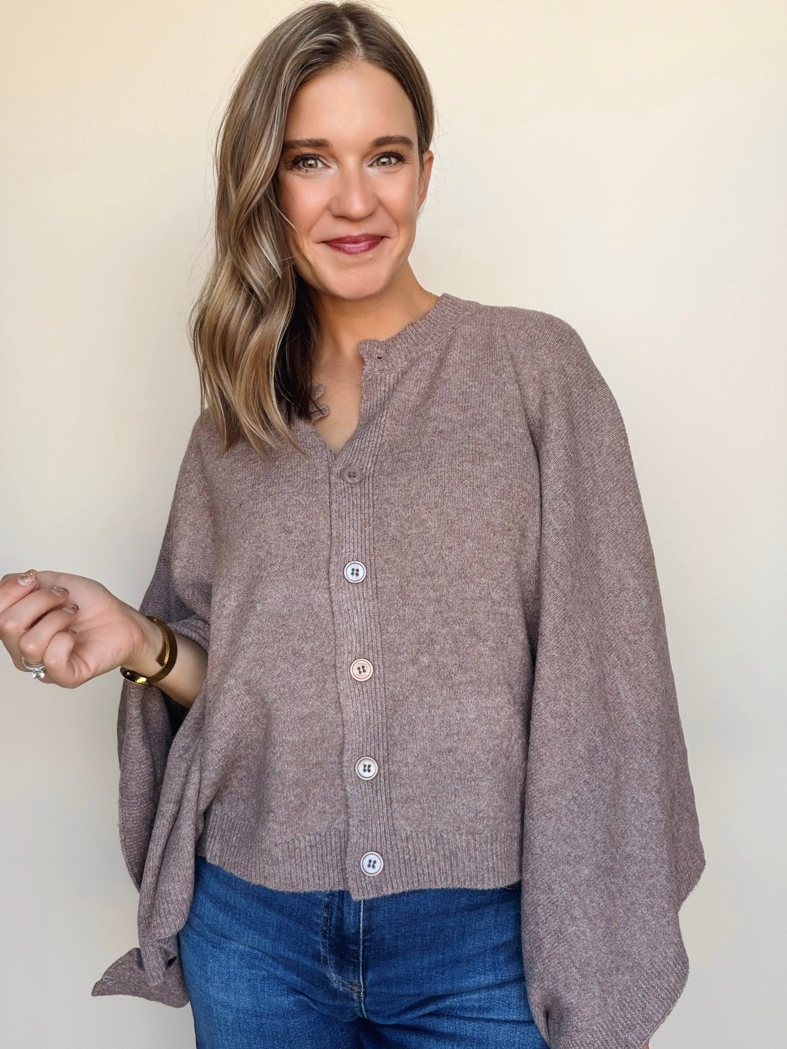 Costanza Button Front Poncho - Elle Maxine