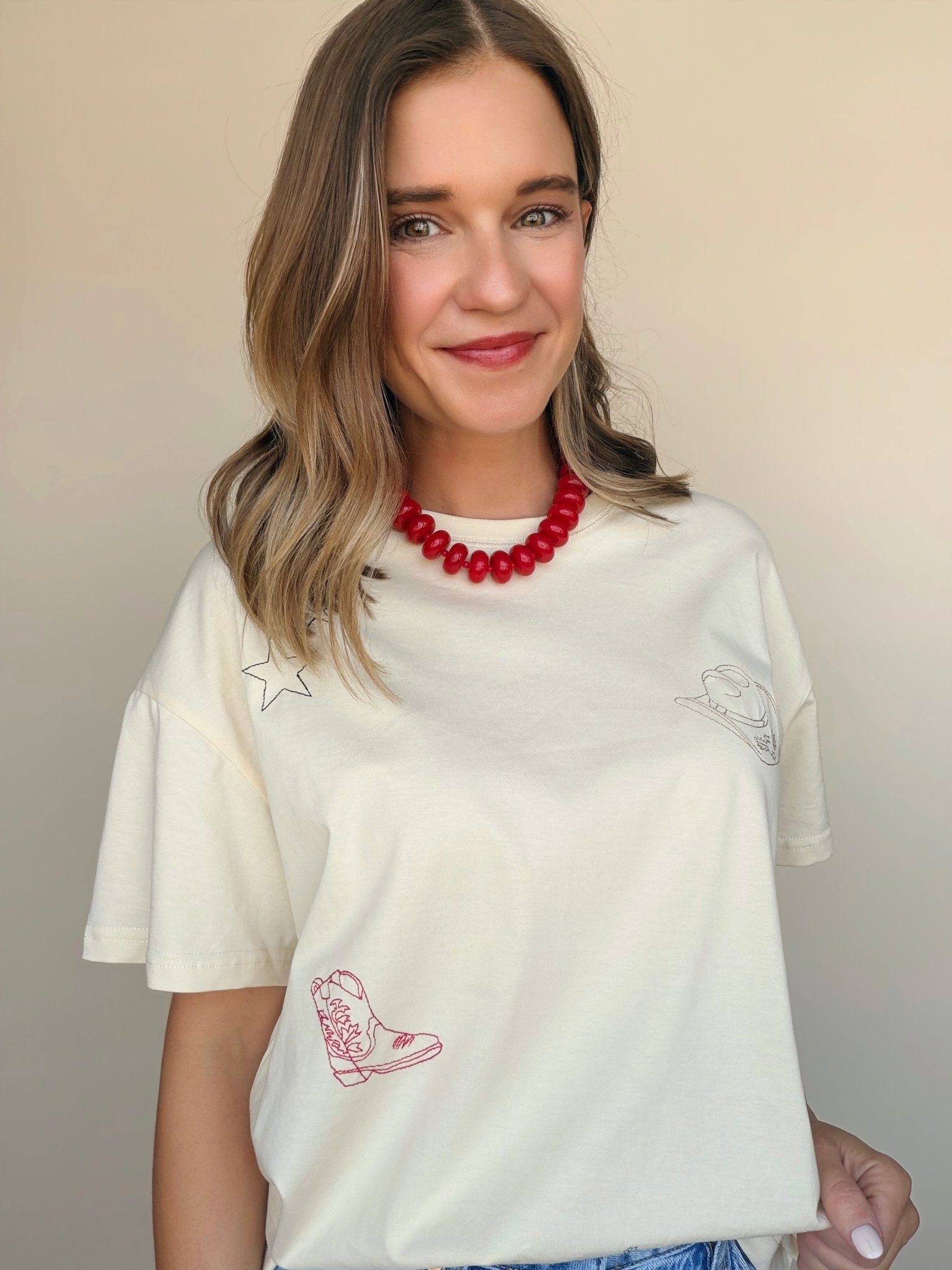 Cowboy Embroidered Tee - Elle Maxine