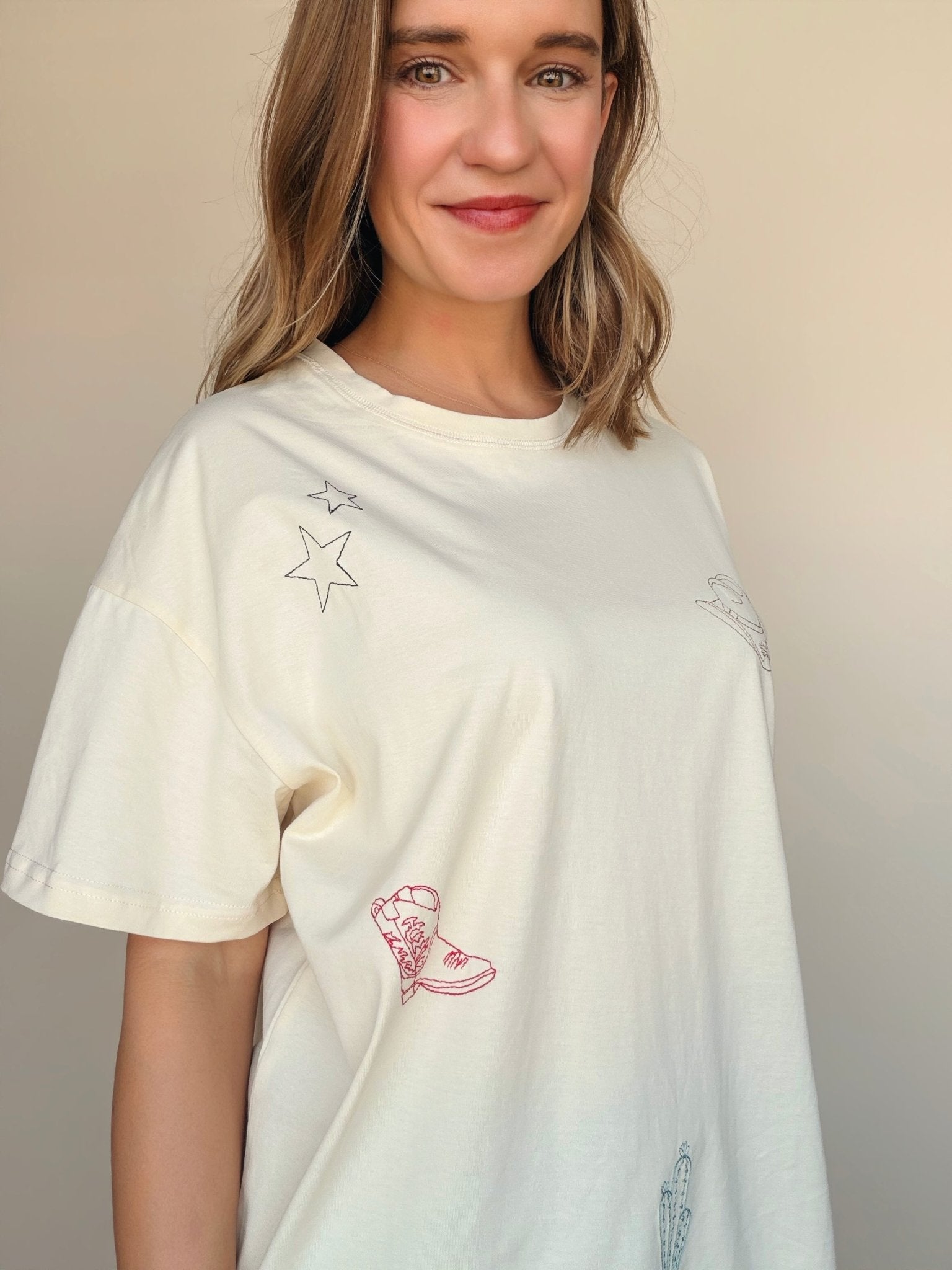 Cowboy Embroidered Tee - Elle Maxine