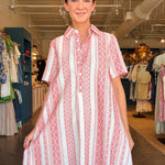 Crimson Weave Button Down Dress - Elle Maxine