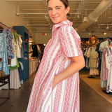 Crimson Weave Button Down Dress - Elle Maxine