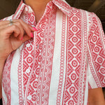 Crimson Weave Button Down Dress - Elle Maxine