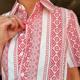 Crimson Weave Button Down Dress - Elle Maxine