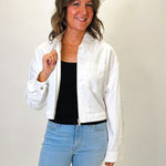 Cropped Paper Boy Jacket - White - Elle Maxine