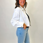 Cropped Paper Boy Jacket - White - Elle Maxine