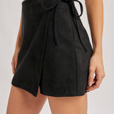 Crossover Wrap Skirt - Black - Elle Maxine