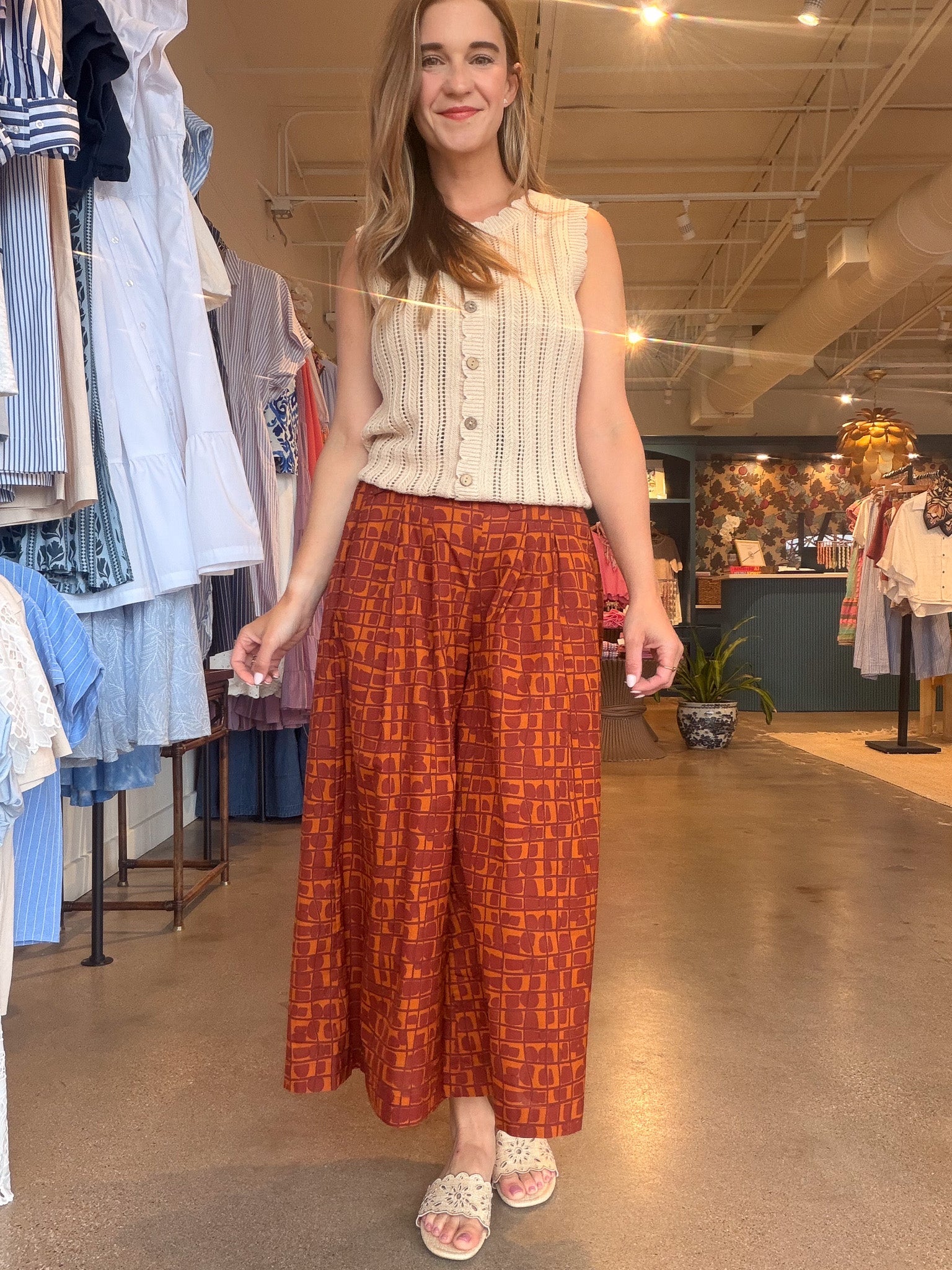 Dactus Printed Pant - Mahogany - Elle Maxine