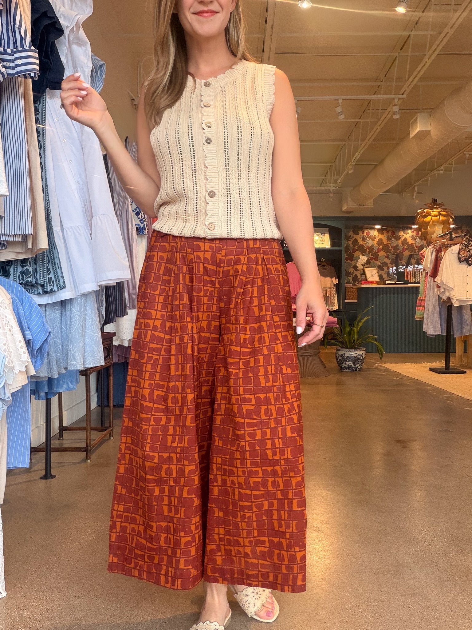 Dactus Printed Pant - Mahogany - Elle Maxine