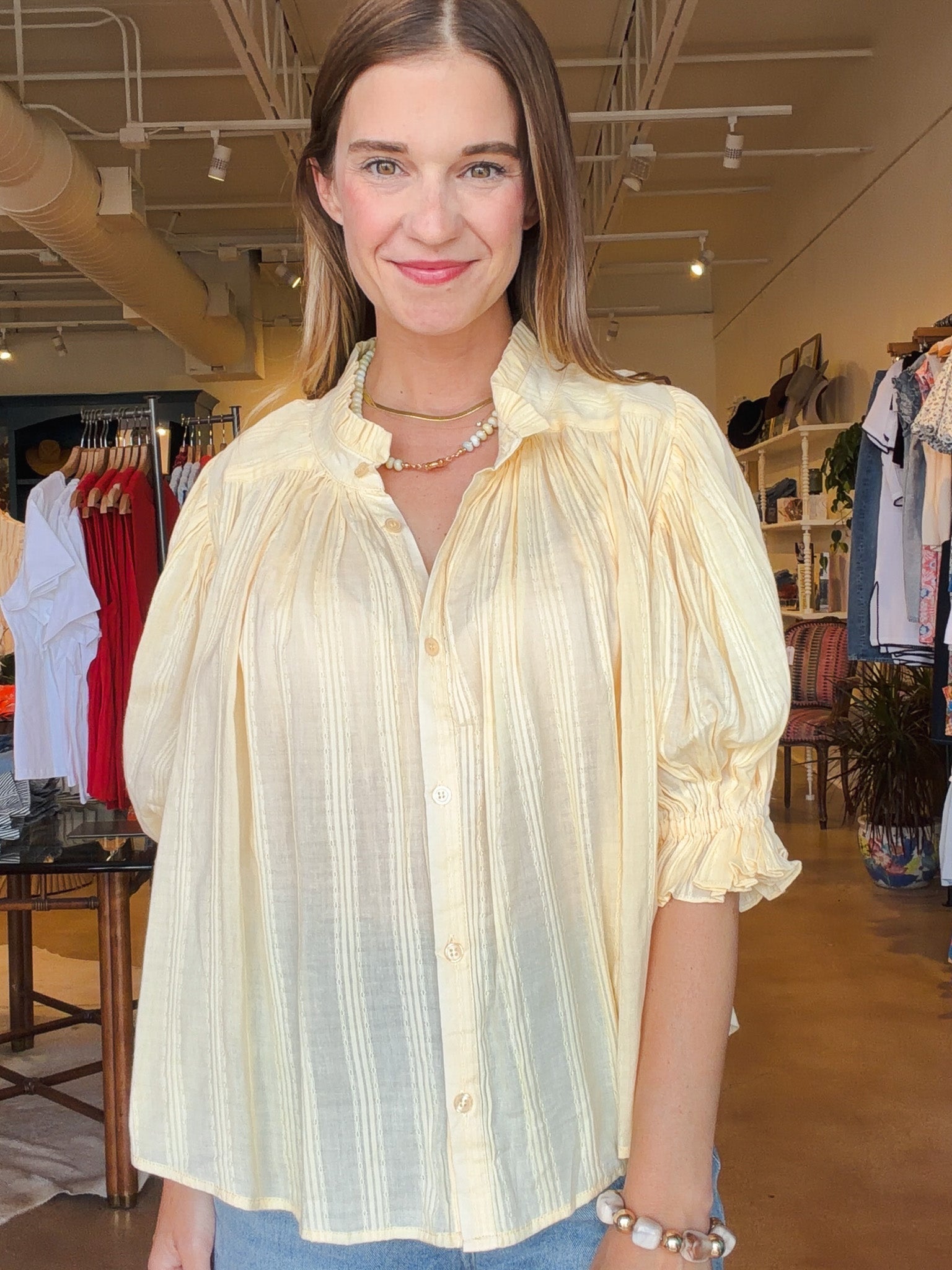 Dahlia Ruffle Button Down Blouse - Elle Maxine