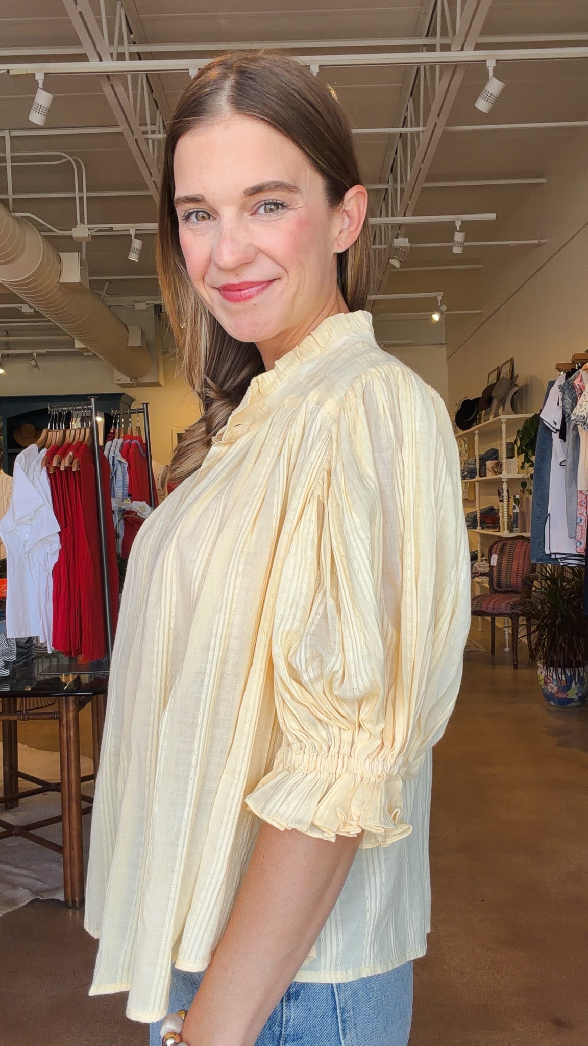 Dahlia Ruffle Button Down Blouse - Elle Maxine
