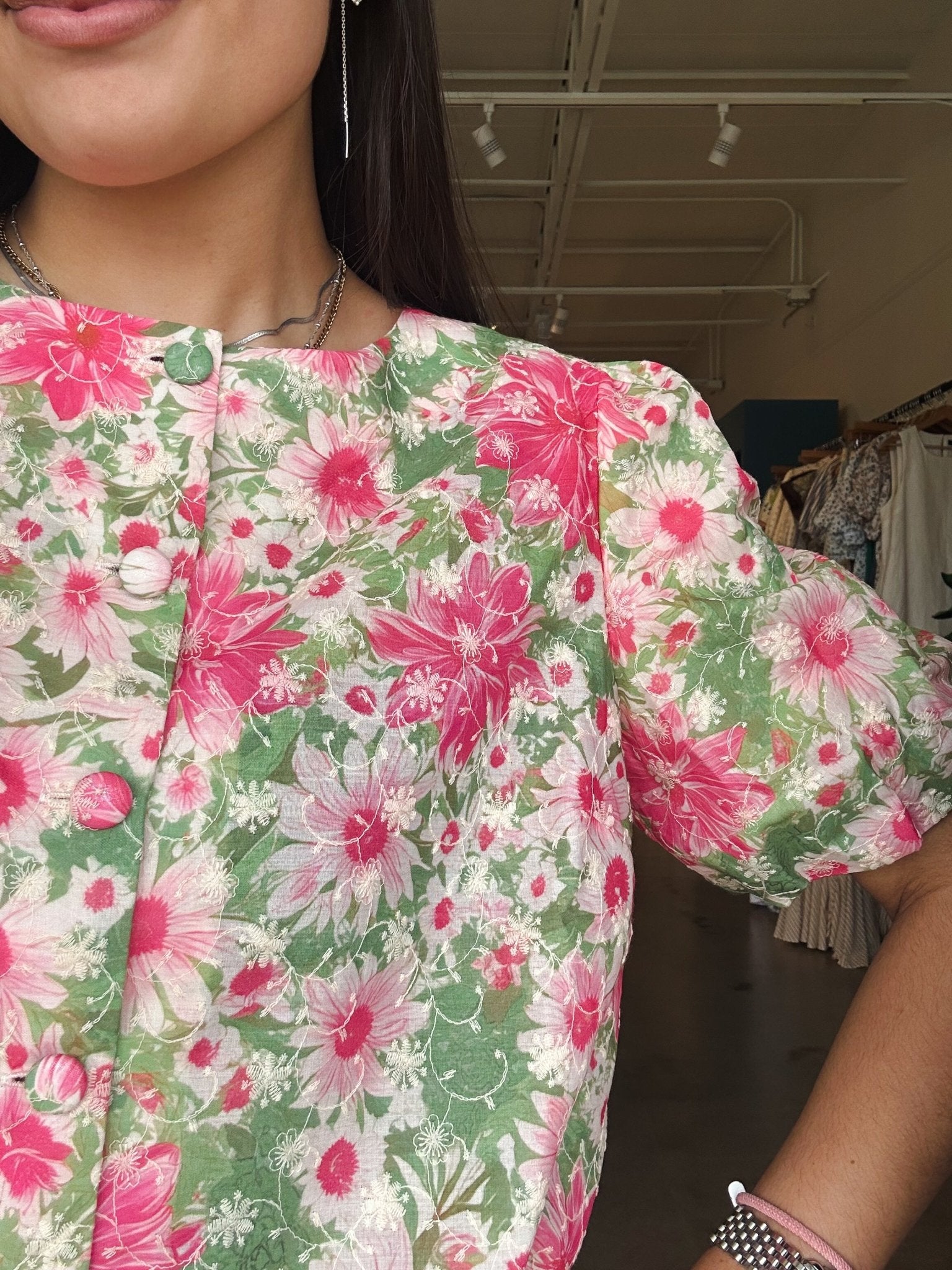 Daisy Scallop Hem Button Front Top - Elle Maxine