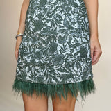 Dariel Jacquard Feather Hem Dress - Elle Maxine