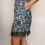 Dariel Jacquard Feather Hem Dress - Elle Maxine