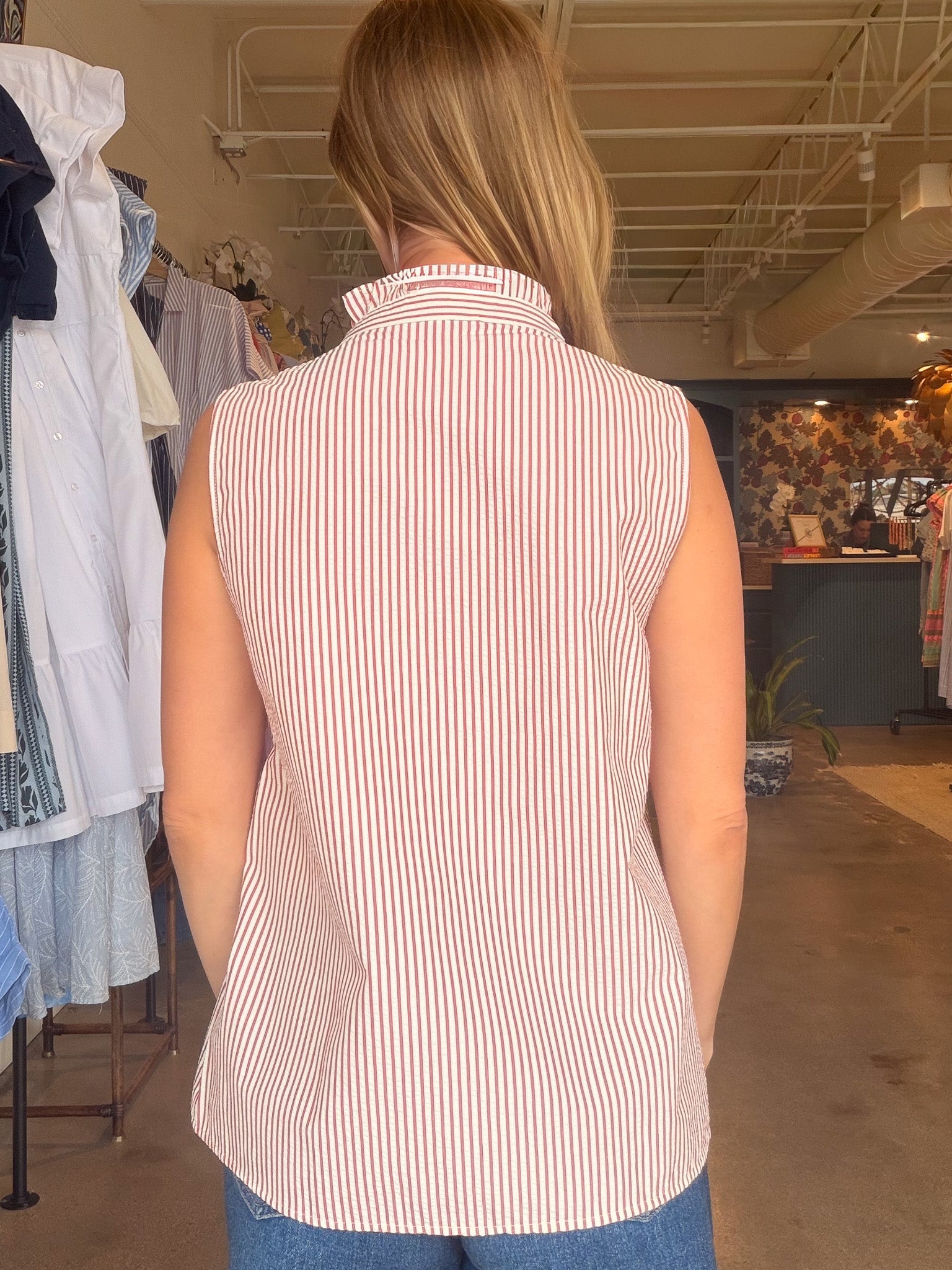 Darla Ruffle Stripe Top - Red - Elle Maxine