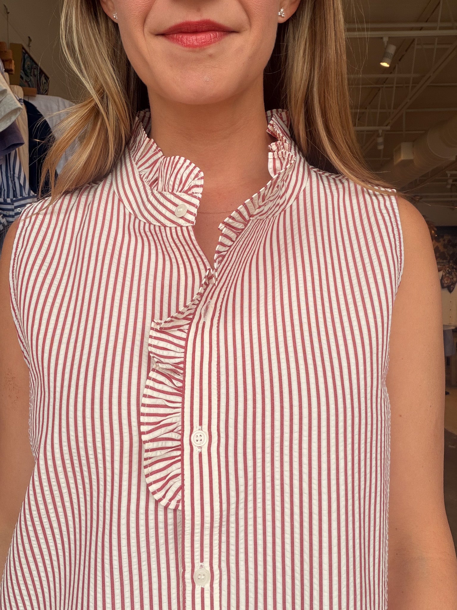 Darla Ruffle Stripe Top - Red - Elle Maxine