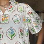 Dawn Floral Embroidered V - Neck Top - Elle Maxine