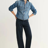 Day Dreamer Pearl Snap Denim Top - Elle Maxine
