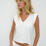Dayna V Muscle Tee - White - Elle Maxine