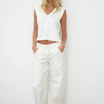 Dayna V Muscle Tee - White - Elle Maxine