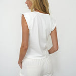 Dayna V Muscle Tee - White - Elle Maxine