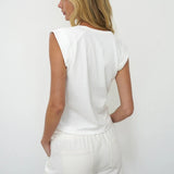 Dayna V Muscle Tee - White - Elle Maxine