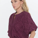 Delphi Embroidered Eyelet Bubble Sleeve Top - Elle Maxine