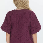 Delphi Embroidered Eyelet Bubble Sleeve Top - Elle Maxine